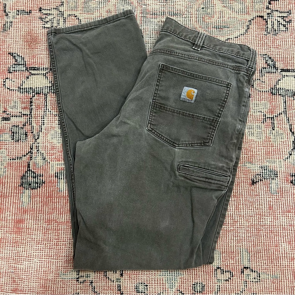 Carhartt Relaxed Fit Work Pants 38x34 Gray Utility Canvas Workwear Men's
